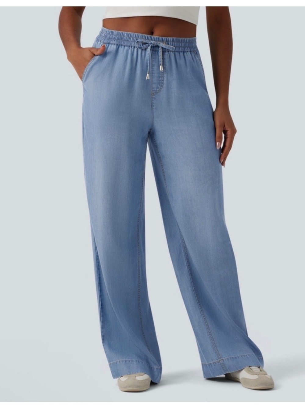 HALARA Light Blue Wide Leg Jumpsuit Pants